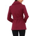 thumbnail image 3 of INSPIRE CHIC Trench Coats with Belt for Women's Shawl Collar A Line Outerwear Winter Jacket Pea Single Breasted Coat L Dark Red, 3 of 6
