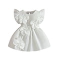 thumbnail image 2 of Zecgelong Toddler Girls Fly Sleeve Floral Holiday Party Dress Dance Party Dresses Clothes Girls Floral Dresses Size 6-12 Months White, 2 of 5