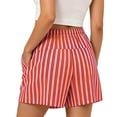 thumbnail image 6 of Costeam Womens Striped Drawstring Casual Shorts Dual Side Pockets Elastic Waist Adjustable Tie Loose Fit Summer Beach Daily Wear Short Bottoms, 6 of 6