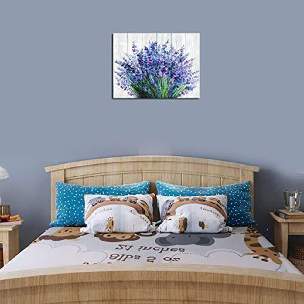 Ana Purple Wall Art Bathroom Decor Rustic Lavender Wall Art Bedroom Pictures Purple Flower Canvas Prints Painting for Living Room Kitchen Farmhouse Home Decoration Vintage Floral Posters 15.7x23.6"
