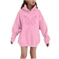 thumbnail image 2 of Thetops Big Girls 13-14T Pink Breast Cancer Awareness Hoodie - Glitter Butterfly Pink Ribbon, Stretchy Fabric, Great for Everyday & Charity Walks, 2 of 5