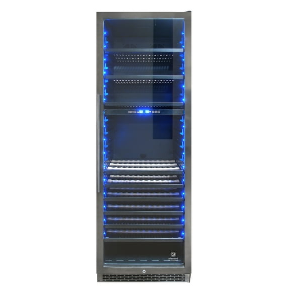 168-Bottle Smoked Black Stainless Steel Dual-Zone Wine Cooler