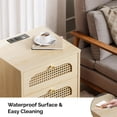 thumbnail image 4 of UHOMEPRO Nightstand with Power Outlet, Modern 3 Drawer Nightstand, Oak Nightstand with Gold Handle, Wooden Bedside Storage Cabinet Unit for Bedroom/Small Space, 4 of 9