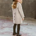 thumbnail image 6 of Girls Coat Notched Collar Wool Blend Long Trench Coat Winter Warm Peacoat Dress Coat with Pockets Beige 13-14 Years, 6 of 7