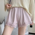 thumbnail image 2 of KHONTS Women's Loose Half Slip Shorts Loose Fit Lace Trim Pettipants Culotte Slip Bloomers Split Underwear Shorts Z02-Pink L, 2 of 4