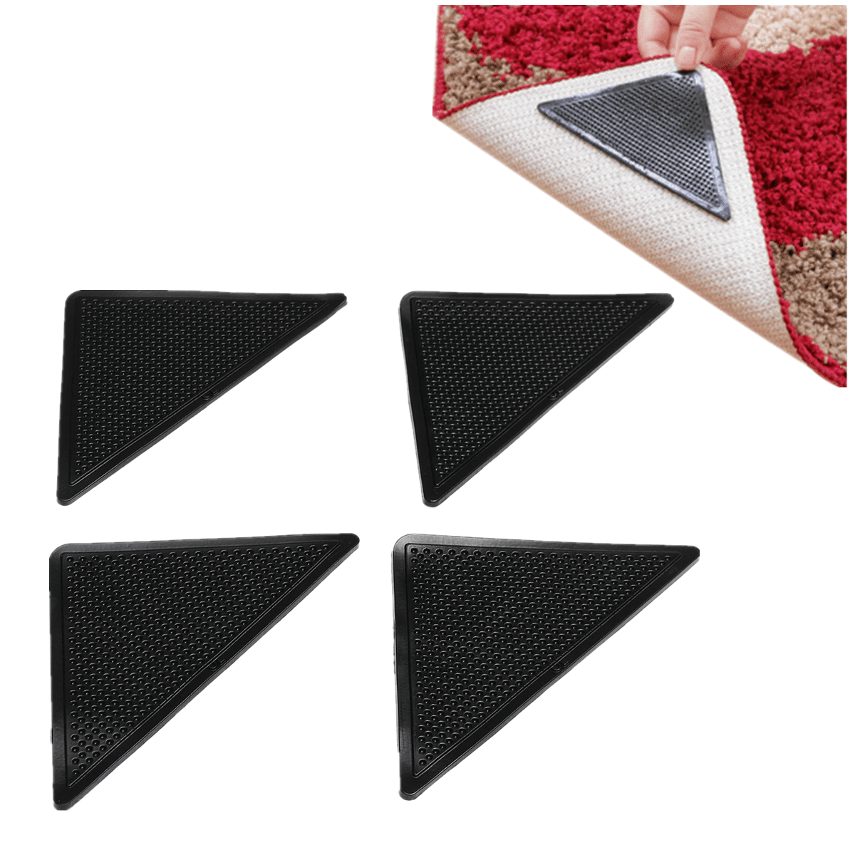 4 Pack Reusable AntiCurling Rug Grippers Pad Anti Slip Straight Carpet