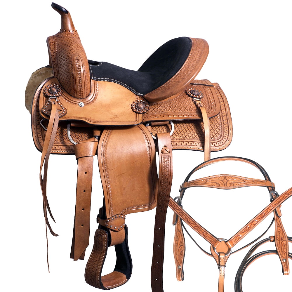 Youth Child Premium Leather Western Pony Miniature Horse Saddle Tack 10" & 12" 
