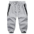 thumbnail image 2 of Afdoent Men's Pants Three-Pocket Zipper Men's Sports Casual Trousers Cropped Drawstring Men's Pants Streetwear, 2 of 5