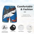 thumbnail image 6 of Picia Shark With Sunglasses and Lobste pattern Mens Swim Trunks with Compression Liner Stretch Beach Shorts Quick Dry with Zipper Pockets No-Chafing Board Shorts-Large, 6 of 9