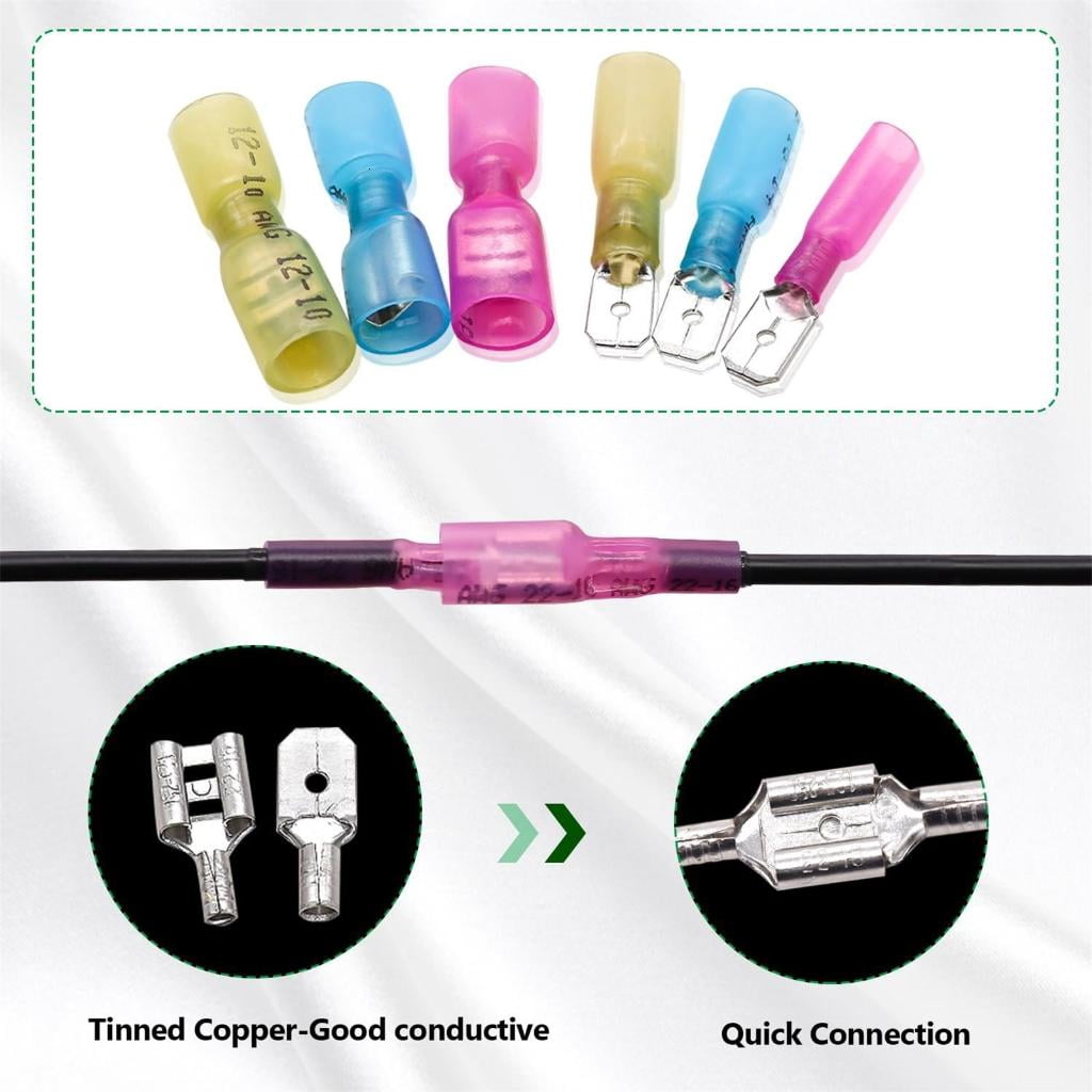 230pcs Heat Shrink Spades Terminals Connectors Multipurpose Spades Connectors Upgrades for Stable Electrical Connection