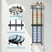 Towel Racks for Bathroom Wall Mounted,Bathroom Organizer for Rolled Towels,Towel Storage Bath Towels Holder, Black