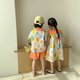 thumbnail image 5 of Conjunto de ropa de verano para niños, camisa y pantalones cortos con solapa estampada para niño, 2 uds., vestido elegante con cuello de pétalo para niñas, traje para hermanos y vacaciones, 5 of 6