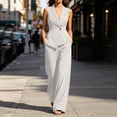 thumbnail image 2 of Women's 2 Piece Outfit Sleeveless Blazer Vest and Wide Leg Pants Sets V Neck Tailored Suit Set Business Casual Outfit for Work office Wear White, 2 of 8