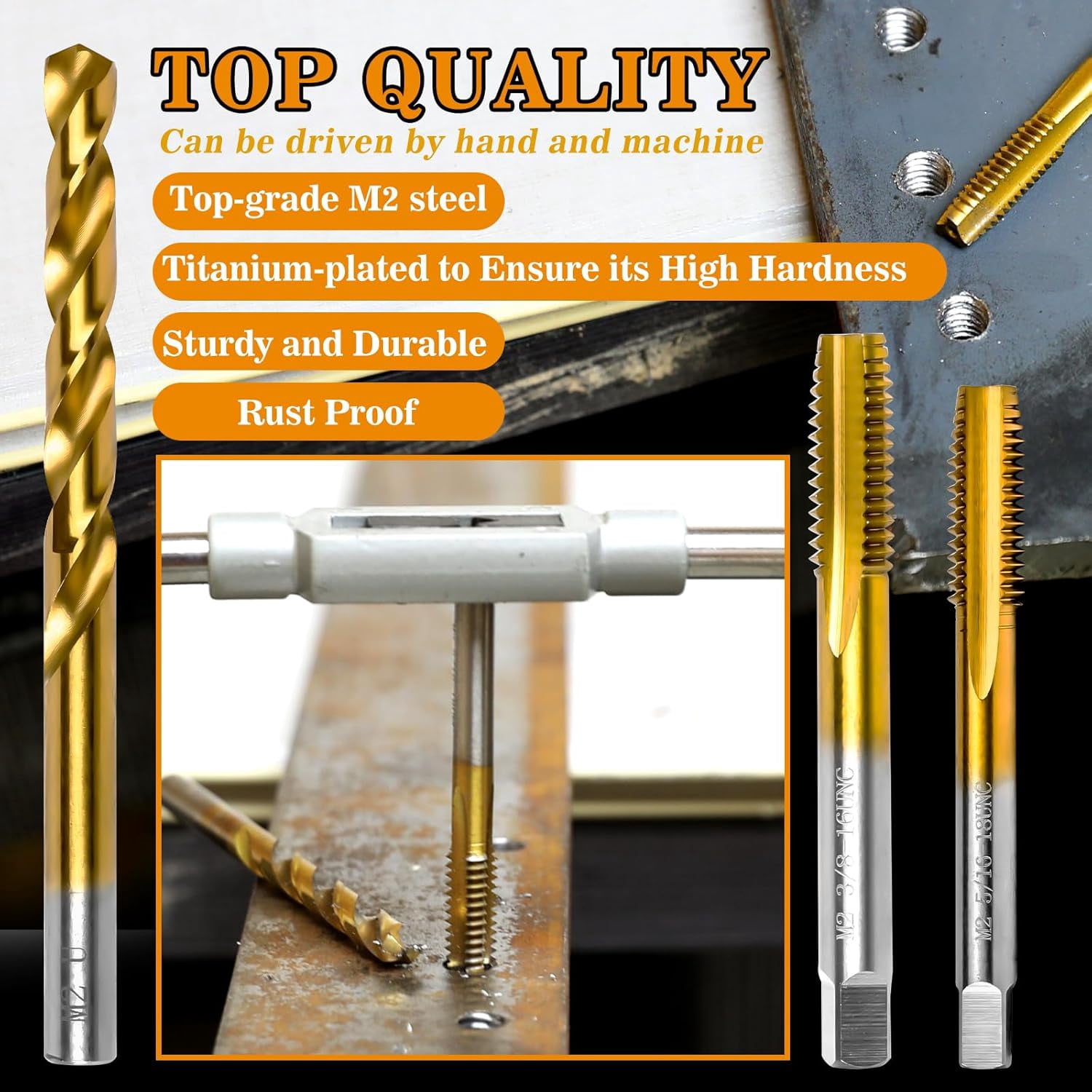 FRKSMD-4-40 UNC Tap and #43 Drill Bit Kit, M2 HSS Drill and Tap Set, Combination of Drill and Tap Kit for Metal
