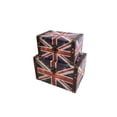 thumbnail image 1 of Lot de 2 Boîtes de Rangement Décoratives en Bois avec Drapeau Britannique Bleu, 1 of 1