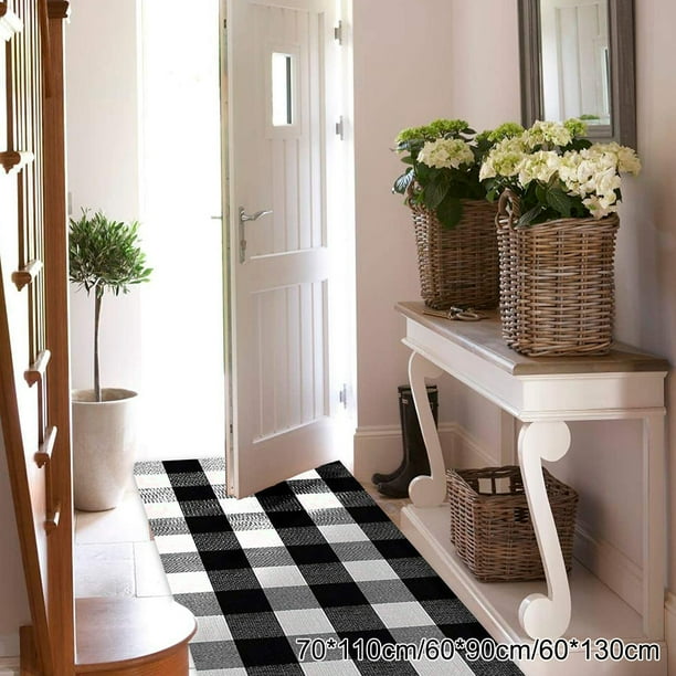 Protoiya Buffalo Plaid Rug, Black and White Check Rugs, Geometric