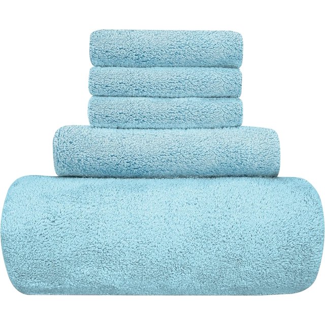 Juego de toallas de baño, toallas de microfibra de primera calidad de terciopelo coral súper absorbentes para baño, toalla de ducha, paquete de 5