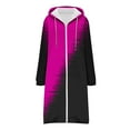 thumbnail image 3 of Womens Long Length Hoodies Fashion Colorblock Hooded Sweatshirts Zip Up Long Sleeve Cardigan Pockets Drawstring Coat Oversize Warmth Jackets, 3 of 4