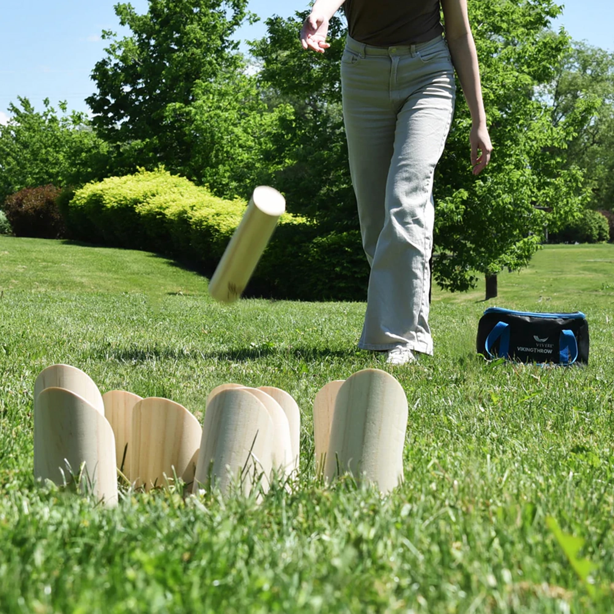 Vivere Viking Throw Tournament Edition Outdoor Bowling Game Set for Lawn & Backyard Play