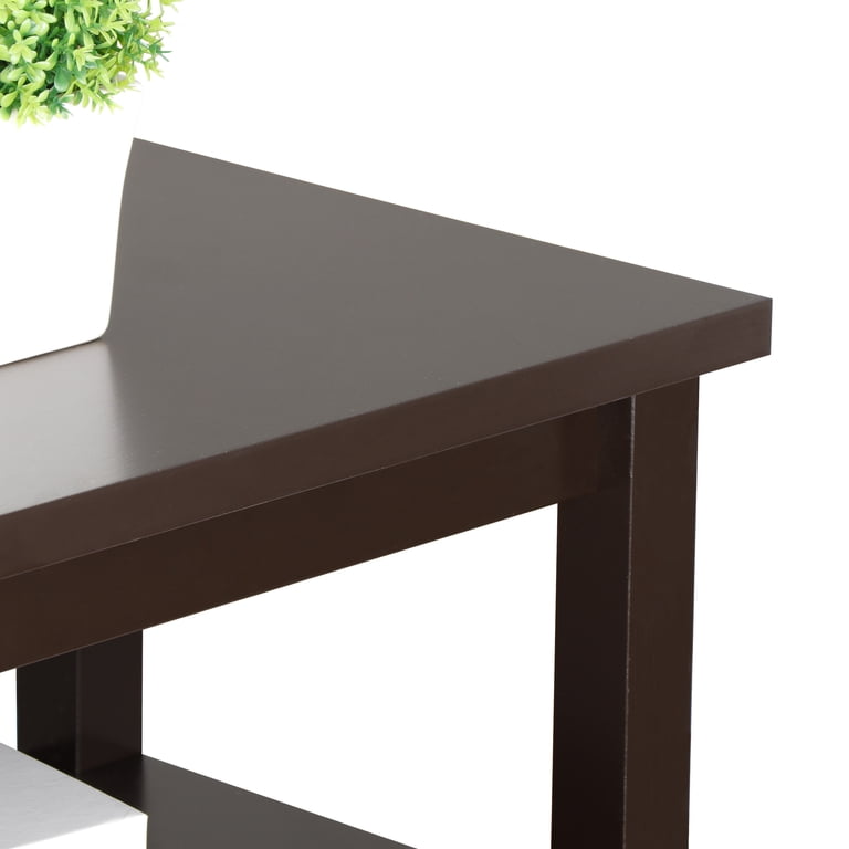 ZENY End Table with 2 Drawers and Shelf, Brown photo 5