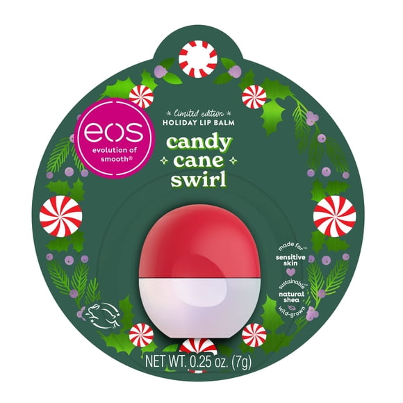 Bálsamo labial eos Edición Limitada en forma de bastón de caramelo navideño en espiral, 7 ml