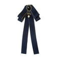 thumbnail image 4 of Ribbon Bow Tie Brooch Pre Tied Ties Bead Decorative Bowties Ribbon Brooches Neck Tie Bowknot Brooch Pin for Lady Daily Use Graduation Blouse Dark Blue, 4 of 9