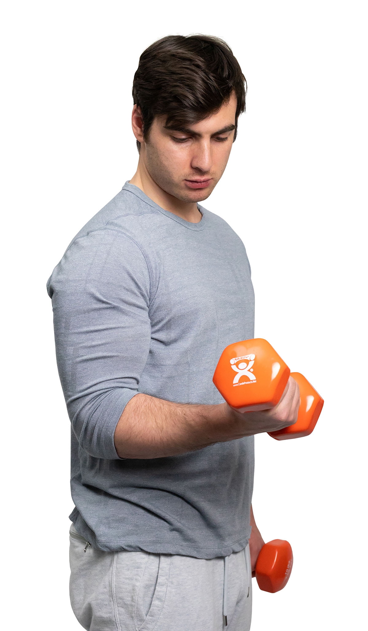 Vinyl-coated iron dumbbell,orange, 10 lb, 1 each