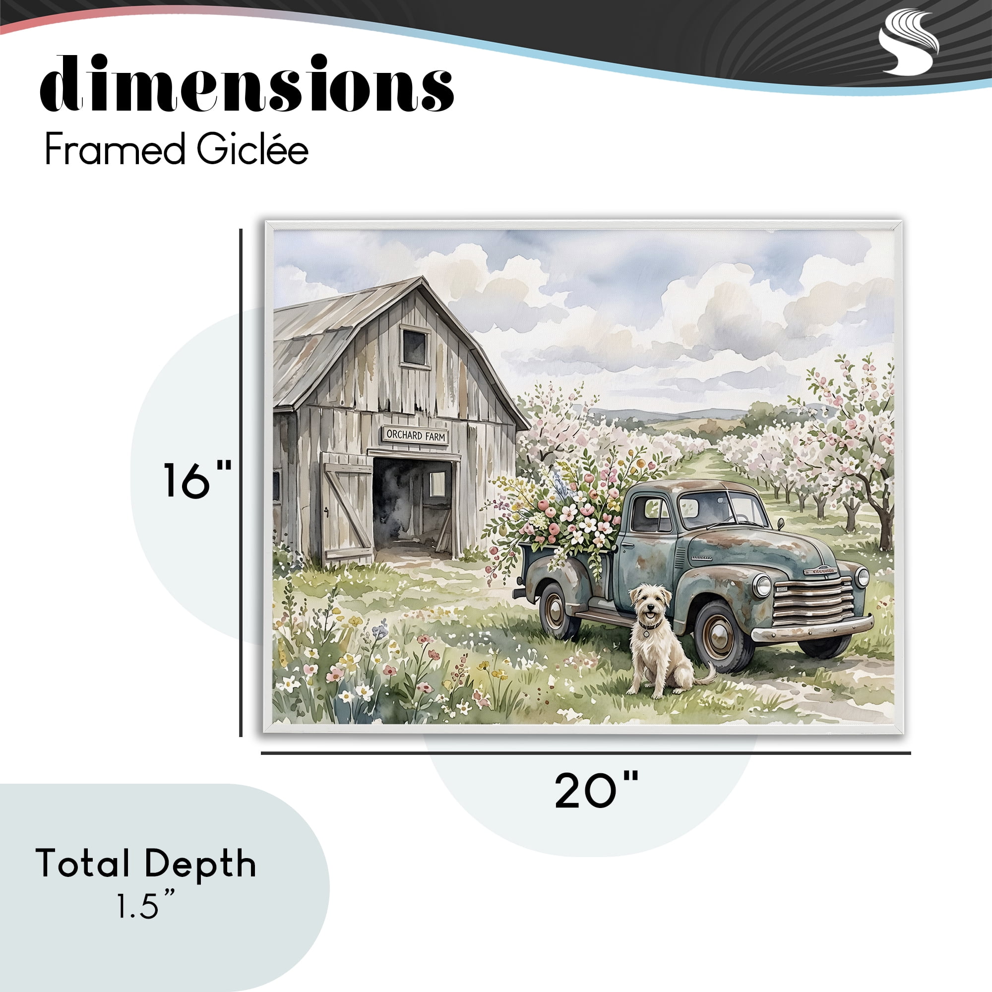 Stupell Industries Spring Orchard and Truck White Framed Giclee Art, design by Tabz Jones