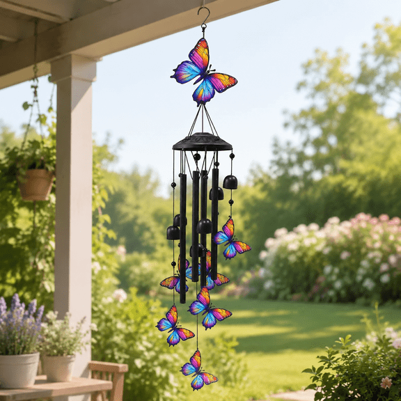 Wind Chimes for Outside, Memorial Wind Chimes Butterfly Decor, Outdoor Hanging Decor, House Warming Gifts, Birthday Gifts for Grandma for Yard Garden Patio