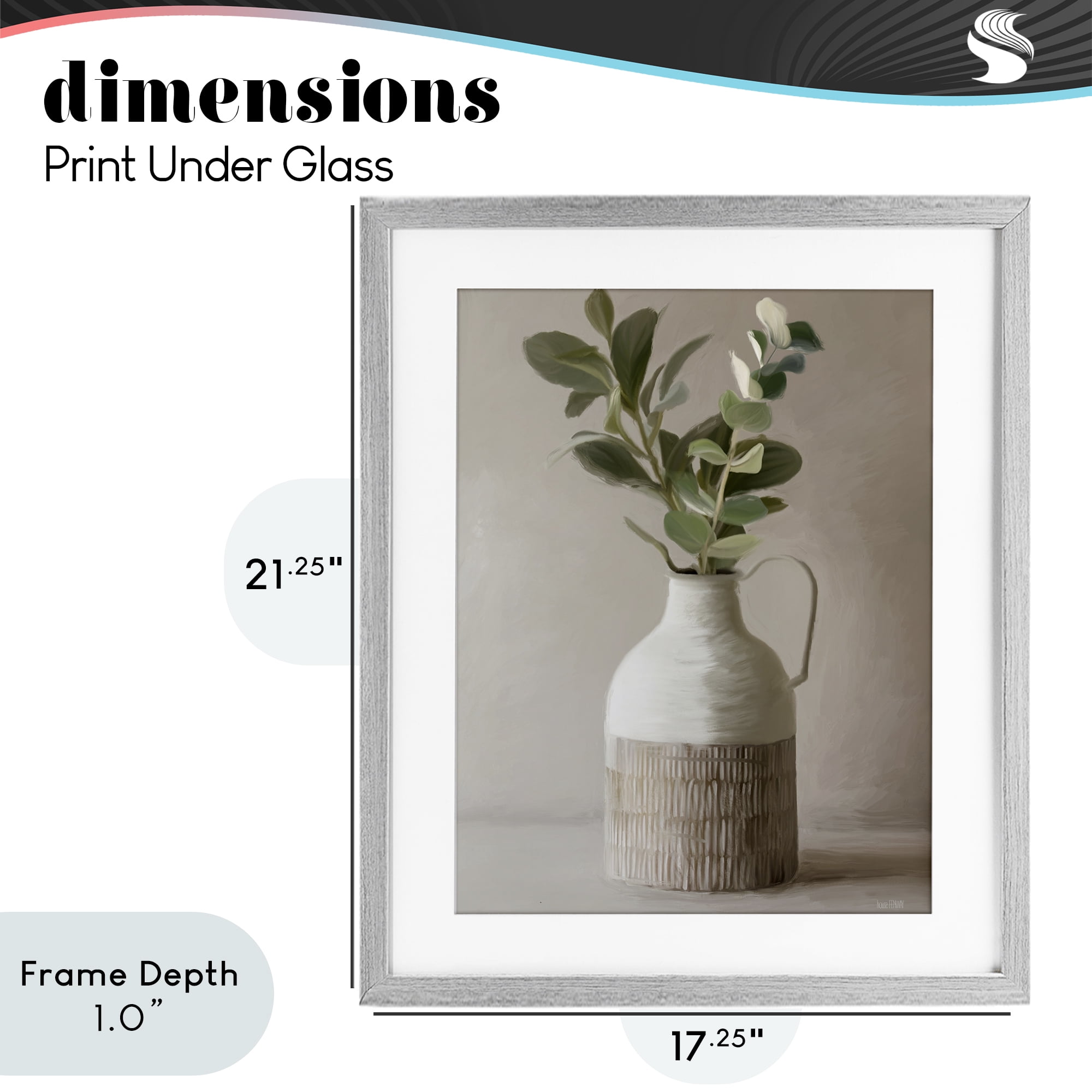 Stupell Industries Eucalyptus In Vase Gray Framed Print Under Glass, design by House Fenway