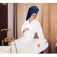 thumbnail image 6 of 8 Piece Luxury Towel Set, 2 Bath, 2 Hand, and 4 Wash Cloths, 600 GSM Ring Spun Cotton, Highly Absorbent Viscose Stripe Towels, Ideal for Everyday use, Navy, 6 of 9