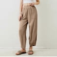 thumbnail image 4 of Women's Loose Casual Comfort Elastic Waistband Wide Leg Pants White XXL, 4 of 4
