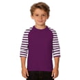 thumbnail image 1 of MIASHUI T-Shirt Graphique à Rayures pour Garçons, Chemise Décontractée à Manches Courtes, Mélange Confortable pour Jeunes et Enfants, Tenue Quotidienne Stylée, Violet, 6-7 Ans, 1 of 4