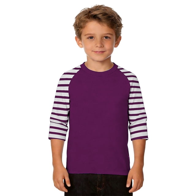 MIASHUI T-Shirt Graphique à Rayures pour Garçons, Chemise Décontractée à Manches Courtes, Mélange Confortable pour Jeunes et Enfants, Tenue Quotidienne Stylée, Violet, 6-7 Ans