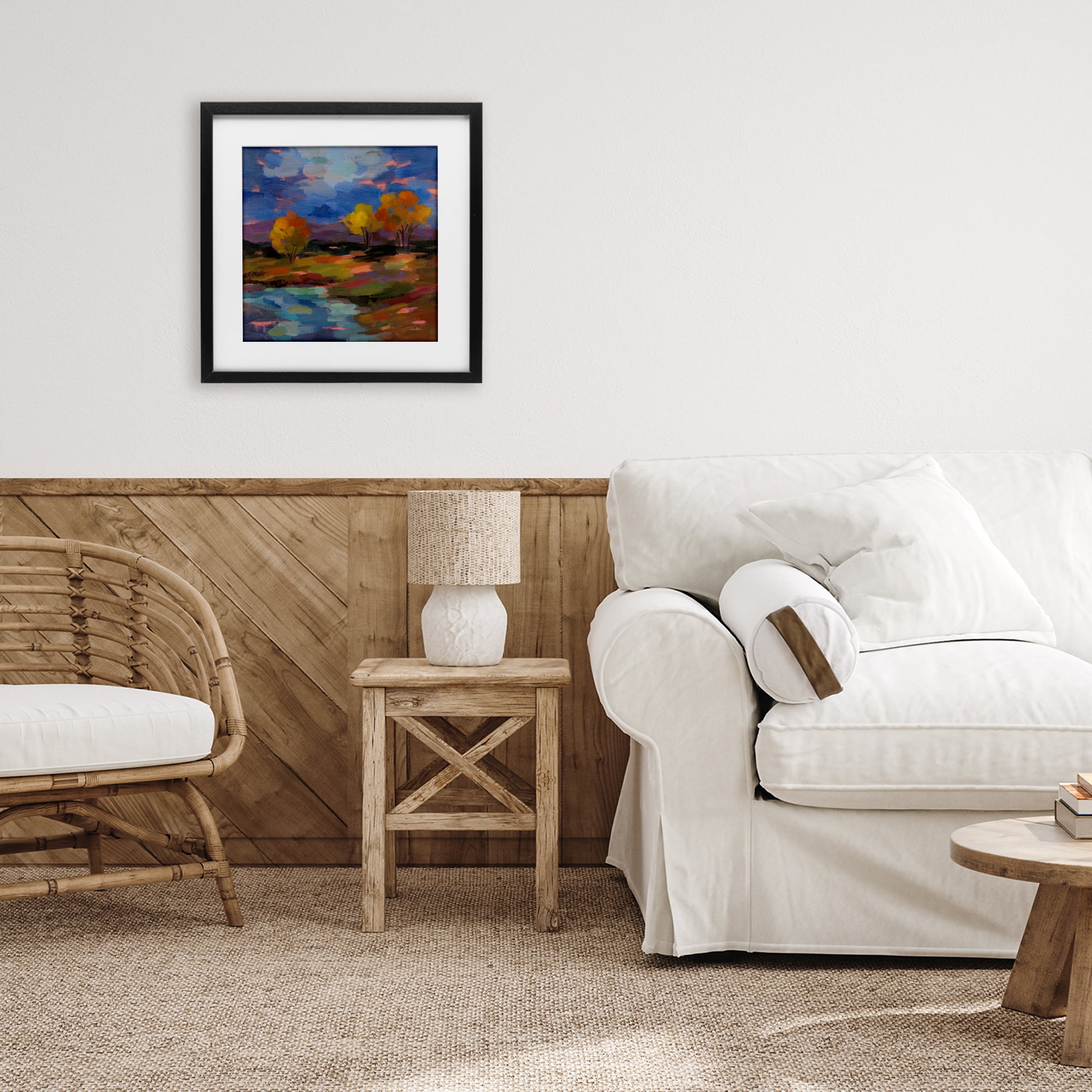 Stupell Industries October Glow Lakeside Reflection Black Framed Print Under Glass, design by Silvia Vassileva