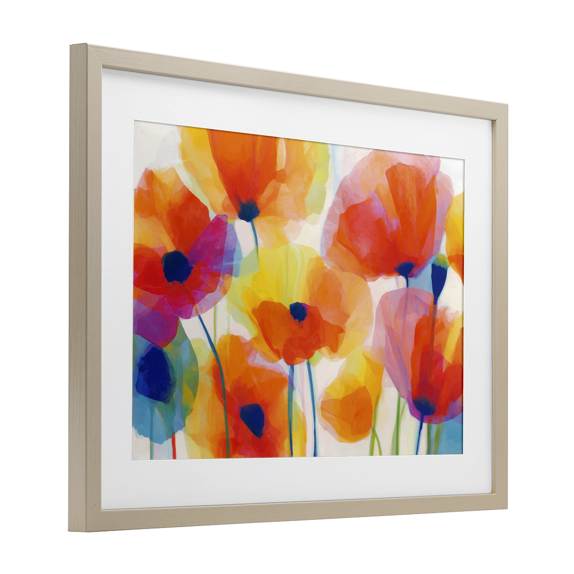 Stupell Industries Poppies At Golden Hour Birch Framed Print Under Glass, design by Chromatic Storm Studio