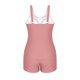 thumbnail image 4 of Traje de baño bikini de tirantes sin espalda de color liso para mujer, conjunto de bikini con bloques de color y hombros descubiertos Tanjini, traje de baño de poliéster para mujer, 4 of 9