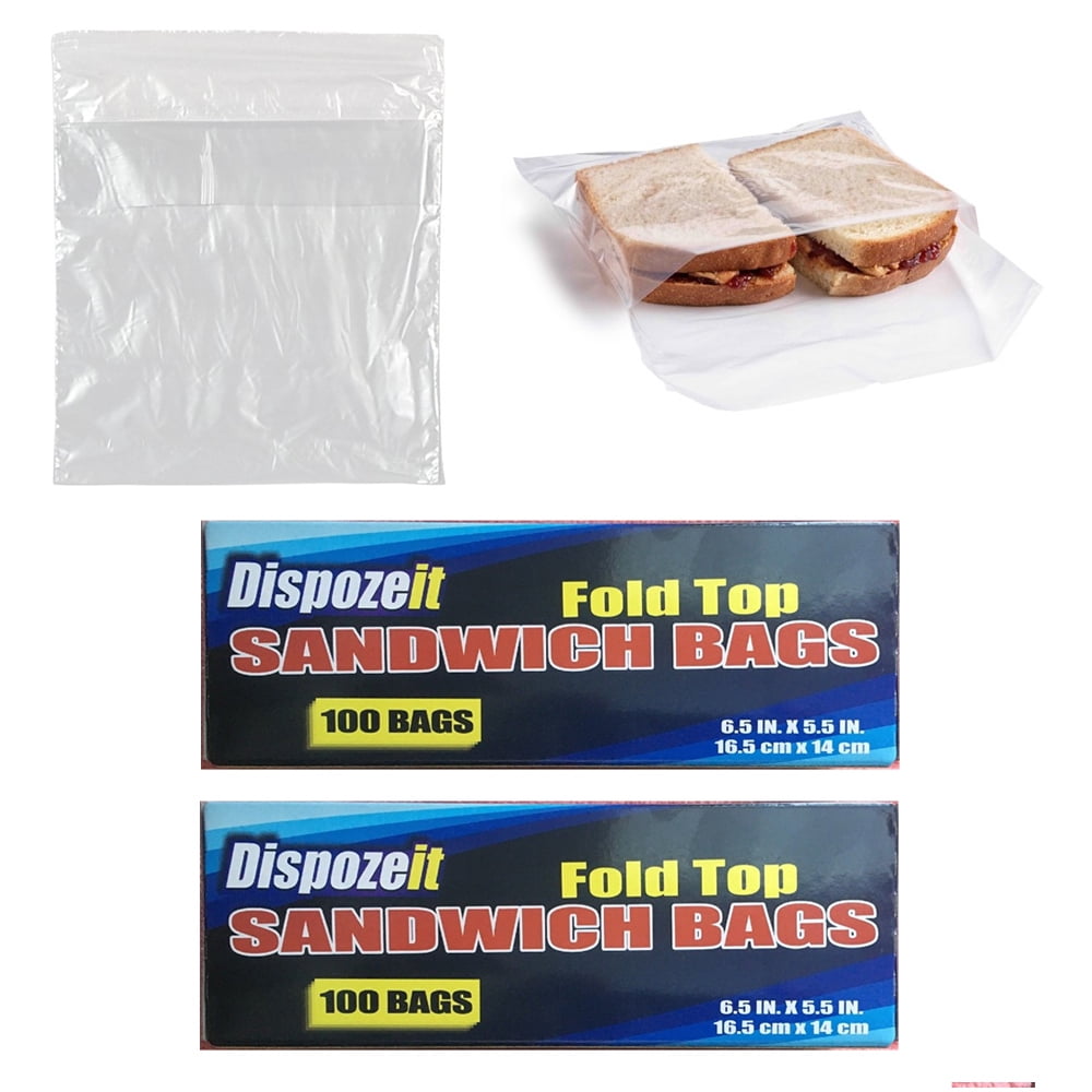 200 Pc Fold Top Sandwich Bags Poly Snacks School Lunch Travel Camp