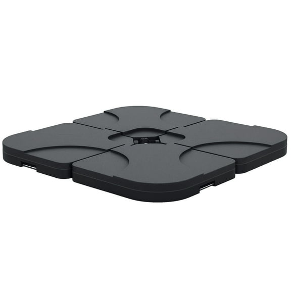 Outsunny Cantilever Patio Umbrella Base, 4-Piece Offset Stand, 158 lb Sand or 60L Water Capacity, Black