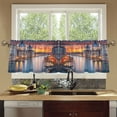 thumbnail image 4 of Yayeee Kitchen Curtains Tier Set of 2 Light Filtering 57"x24" Over Sink Window Panels, Sunset Boat House Pattern, 4 of 7
