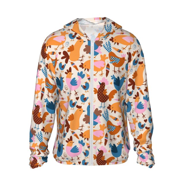 Balery Cute Chickens Sudadera ligera de manga larga con capucha y protección solar UPF 50+ para hombre y mujer, ideal para pesca y running-Small
