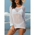 thumbnail image 4 of Charmo Womens Crochet Swim Cover Up Knitted Hollow Out Long Sleeve Swimsuit Coverup Beachwear, 4 of 5