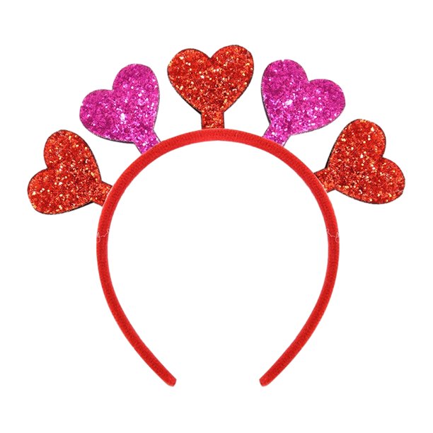Diadema con purpurina roja y rosa en forma de corazón, accesorios brillantes y bonitos para el cabello, para cumpleaños, bodas, fiestas y disfraces.