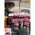 thumbnail image 4 of Outdoor Tablecloth with Umbrella Hole and Zipper, Valentine's Day Square Table Cloth 60x60 Inch Waterproof Tablecloth, Love Tree Branch Truck Roses Romantic Picnic Table Cover for Patio Camping, 4 of 7