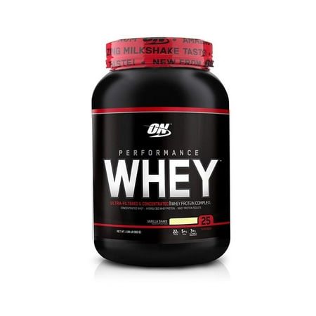 Optimum Nutrition Performance Whey Protein Powder, Vanilla Shake, 22g Protein, 2.09