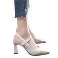 thumbnail image 2 of RUIYANQI Women's Pointed Toe Slingback Pumps Strappy High Heel Shoes Elegant Formal Dress Shoes for Party Wedding Office Trendy Fashion Slip On Footwear White Women Sandal, 2 of 3