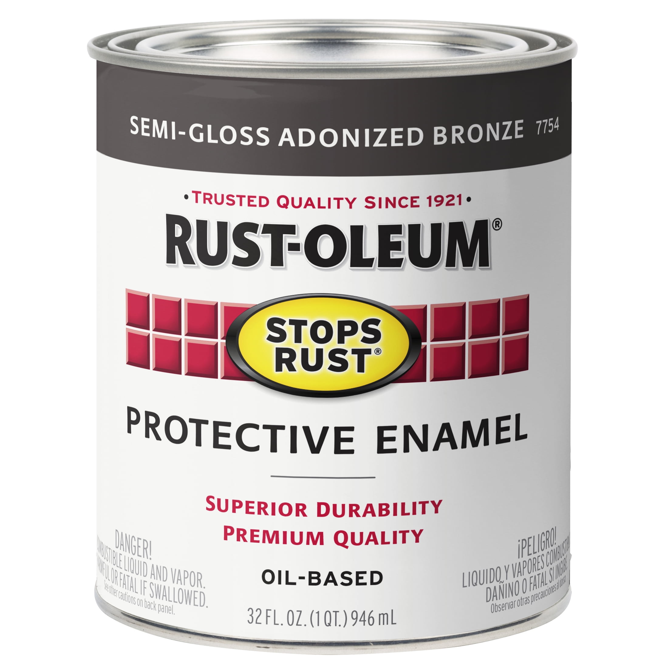 2 Pack, Anodized Bronze, Rust-Oleum Stops Rust Semi-Gloss Protective Enamel- 7754502, Quart