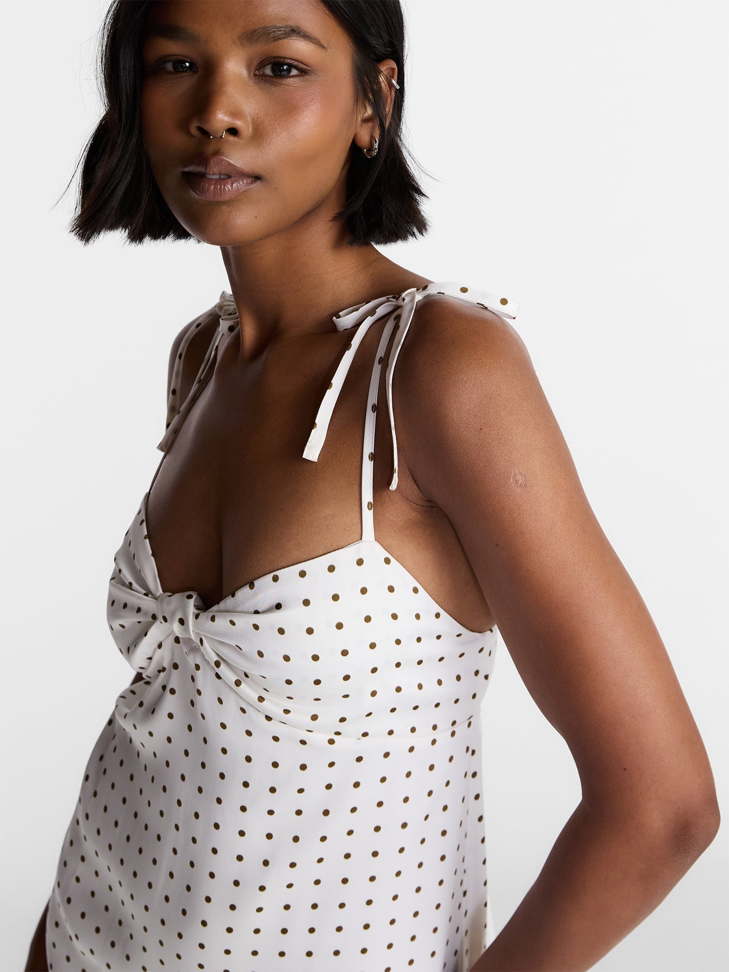 No Boundaries Knot Front Slip Mini Dress, Women’s XXS-XXL