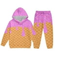 thumbnail image 5 of XAOFW Girls Outfits Fashion Cartoon Print Hooded Long Sleeve Top Pants Big Kids Youth Two Piece Fit Trendy Casual Holiday Vacation Clothing Sets, 5 of 8