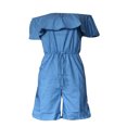 thumbnail image 4 of Okbabeha Ladies Solid Color Jumpsuit, Off Shoulder Flouncing Denim Shorts, 4 of 6